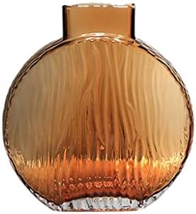 GRFIT Decorative Vase Brown Transparent Glass Vase Home Coffee Table Office Desktop Restaurant Decoration Vase Modern Small Mouth Vase Ceramic Vase Glass Vase Hydroponic Flower Vase (Size : Brass) by Unknown