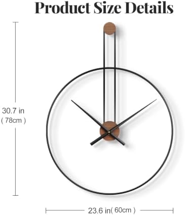 Cuspin 24 Inch Large Wall Clock, Modern Black Metal Clocks for Living Room - Image 5