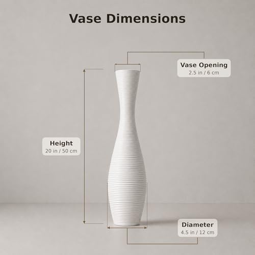 Leewadee Large Floor Vase 20 inches Polyresin for Pampas Grass, Dried Flowers - Image 4