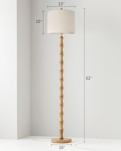 BOBOMOMO 62" Farmhouse Floor Lamp for Living Room, Retro Corner Floor Lamp Rotary Switch, Rustic Standing Lamp for Bedroom, Corner, Nursery, Dining Room, Bedroom, House - Image 3