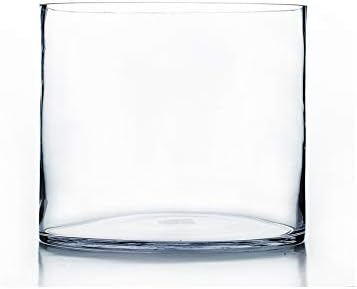 WGV Cylinder Vase Bulk, Width 10", Height 8", Clear Wide Large Diameter Flower Glassware, Floral Container, Planter Terrarium for Wedding Party Event, Home Accent Decor, 4 Pieces by WGVInternational-OpusGlassware