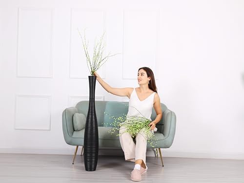 Leewadee Decorative 41 inches Tall Floor Vase for Living Room Home Decor, Black, Resin - Image 4
