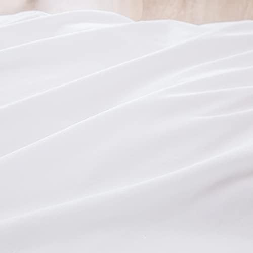 BESTOUCH Cotton Solid Duvet Cover Set Bright White Oversized Queen - Image 6