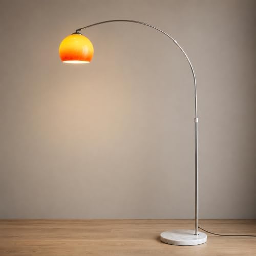 Mid Century Modern 72IN Orange Glass Arch Floor Lamp for Living Room by BOFEA