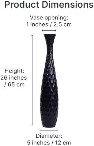 Leewadee Large Floor Vase 26 inches Mango Wood for Pampas Grass, Dried Flowers - Image 5
