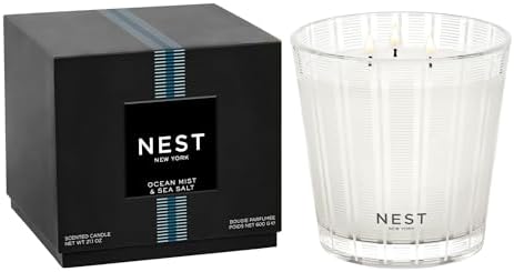 NEST New York Scented 3-Wick Candle, Ocean Mist & Sea Salt - 21.2 oz - Up to 100-Hour Burn Time - Reusable Glass Vessel by Unknown