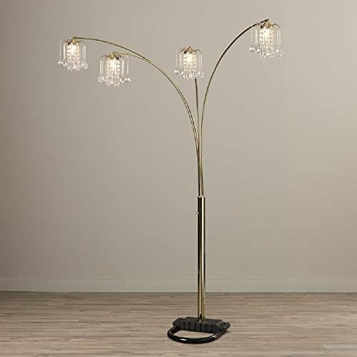 84" Arc Tree Floor Lamp - Featrue 4 Bell Hanging Faux Crystal Ornaments Shades with U Shape Base - Great for Living Rooms, Bedrooms, or Arching Over Couches (Gold) - Image 4