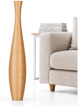 Leewadee Large Floor Vase 34 inches Mango Wood for Pampas Grass, Dried Flowers by Leewadee