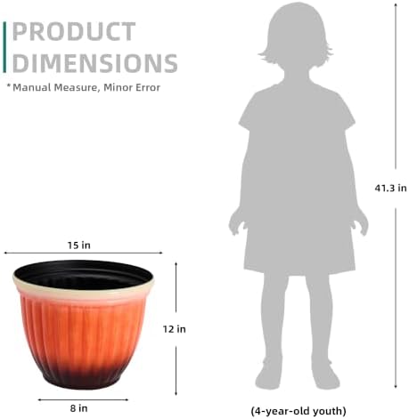 Autodaya 15" Large Planters For Outdoor Plants Set Of 2 Plastic Flower Pots - Image 7