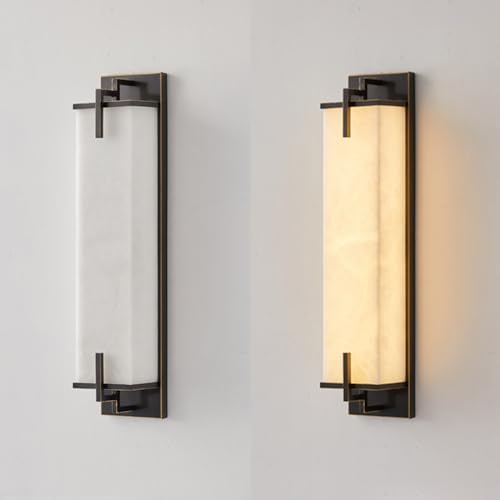 Modern Marble Wall Sconce Natural Alabaster Sconce, 23.6in Black - Image 6