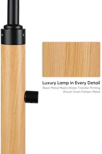 Dimmable Floor Lamp for Living Room, 65" Tall Metal Standing Lamp with LED Bulb, Mid Century Modern Arc Floor Lamp with Linen Shade for Bedroom, Reading Room, Office & Nursery, Black&Natural Color - Image 3