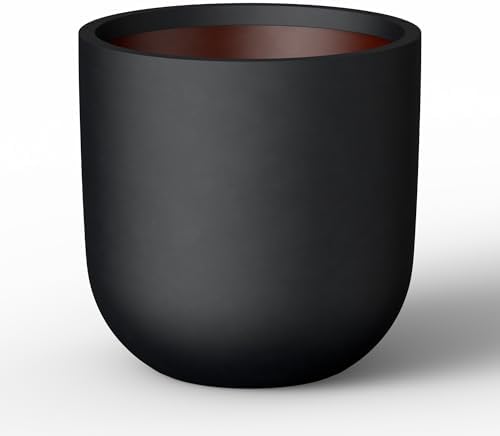 Kante Large Round Capsule Black Concrete Planter 16.5" Dia, Outdoor by Unknown