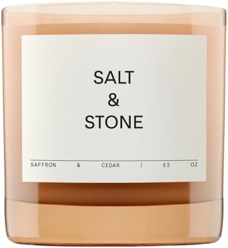 Salt & Stone Coconut & Soy Blend Scented Candle, Saffron & Cedar 8.5 oz by SaltStone