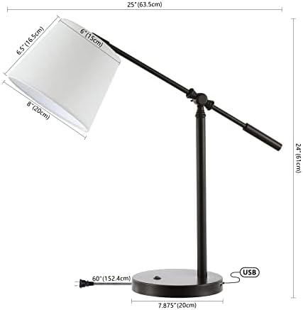 JONATHAN Y Troy Task Lamp 24" Adjustable Metal USB Port, Oil Rubbed Bronze - Image 3