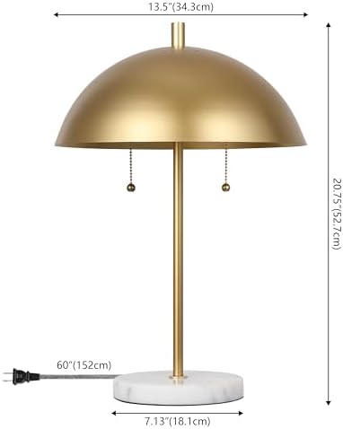 JONATHAN Y Ella 2-Light Table Lamp 20.7" Metal Marble, Gold Leaf/White - Image 4