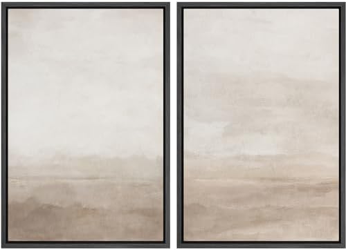 SIGNWIN Framed Canvas Print Wall Art Abstract Wave Pattern Modern Art Minimalist Neutral Decor for Living Room, Bedroom, Office - 24"" x36 x2 Black by SIGNWIN