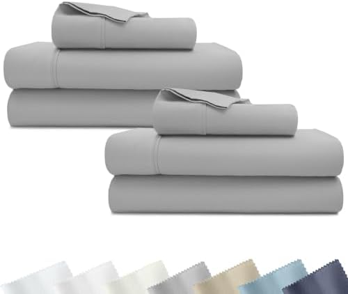 California Design Den 2-Pack Soft 100% Cotton Twin XL Bedsheets, Light Grey by CaliforniaDesignDen