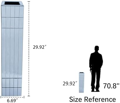 36.02" Tall Floor Vase for Living Room, Octagonal Mirror Vase & Glass Silver Floor Vases for Artificial Plants and Pampas Grass, Easy Assembly (29.92", Square) - Image 4