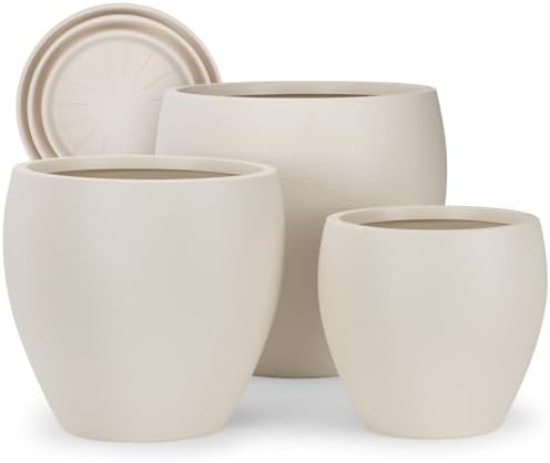 YNNICO 17.5/14.8/12.2 inch Set of 3, Large Plastic Planter with Saucer by AFamilyofGardenLovers