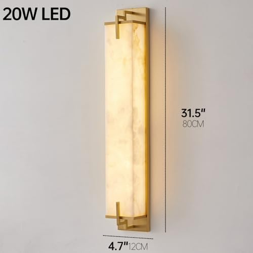 Modern Marble Wall Sconce Natural Alabaster Sconce, 31.5in Gold - Image 5