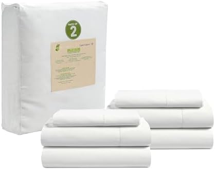 LANE LINEN Twin XL Sheet Set 100% Organic Cotton Soft 6pc Percale - White by LaneLinen