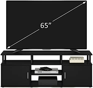 Furinno Jensen Entertainment Center Stand for TV up to 70 Inch, Plastic Pole, Americano/Black - Image 4