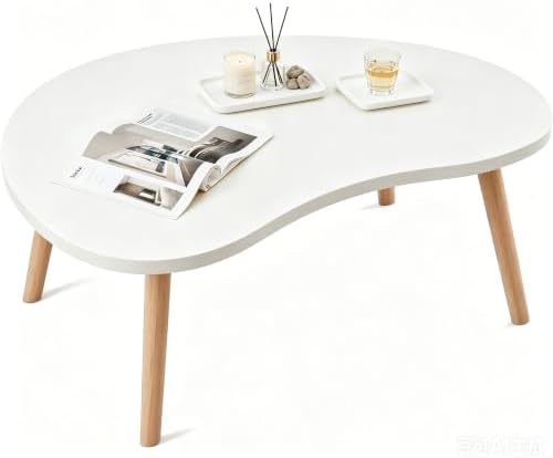 Coffee Table Low Table with Solid Wood Legs, 31.5x19.7 Large Coffee Table Side Table, Floor Table Desk for Sitting on The Floor, Living Room Furniture for Office Apartment Home, Mango White - Image 6