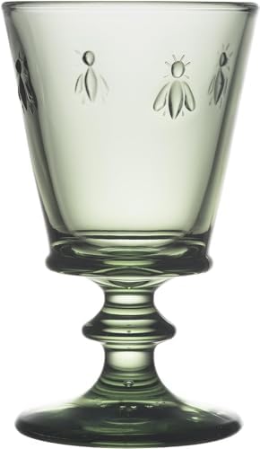 La Rochere Napoleon Bee Green Stemmed Wine Glasses Set of 6 – Vintage French Glassware with Stable Base – Elegant, Durable Glasses for Confident Hosting and European-Style Tables (8 oz) - Image 2