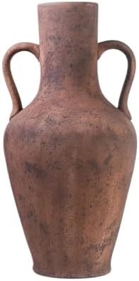 20.5in Tall Ceramic Floor Vase with Vintage Handles, Terracotta by KensTro