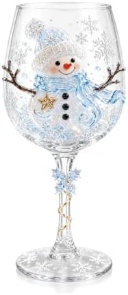Christmas 3D Wine Glass Collection Gift Box Set, 3D Santa Christmas Wine Glass, Raised Holiday Goblet with Snowflake Decor, Festive Glassware for Wine, Cocktails, Holiday Party & Table Decor (B#) by Unknown