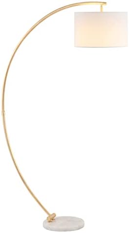 SAFAVIEH Lighting - Madigan 70-Inch Gold Arc Floor Lamp - Fabric Drum Shade & Marble Base - Contemporary Standing Lamp for Living Room, Bedroom, Reading Nook - LED Bulb Included (FLL4115A) by Unknown