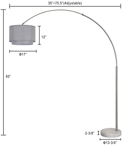 Major-Q Modern Arcing Floor Lamp - Tall Stand Up Arching Drum Shade - Large Contemporary Floor Lamp for Dining Rooms and Bedrooms - Corner Lamp for Office Lighting and Home Décor - Image 2