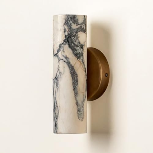 9.45 Inch Alabaster Wall Sconces, Nordic Style Natural Stone Wall Lamp, Marble Lampshade Up and Down Lighting Fixtures, Metal Base Hardwired Indoor Wall Light for Bedroom Bedside Hallway by Unknown