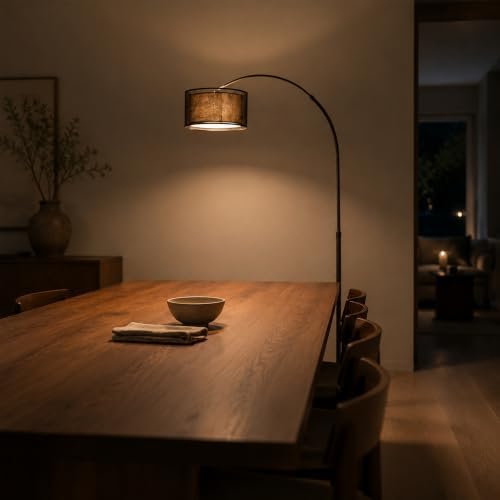 72in Black Arch Floor Lamp with Dual-Layer Shade＆Marble Base - Image 6