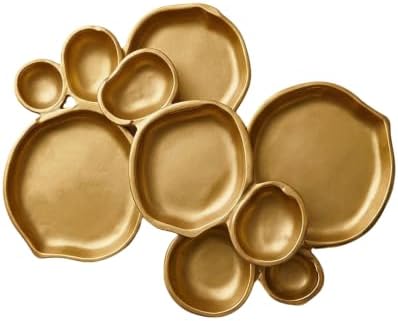 Clustered Serving Bowl, Nine-Grid Design Gold Charcuterie Tray, Elegant Snack Platter, Multipurpose Entertaining Centerpiece for Parties, Appetizers, Nuts, Fruit (Gold) by Unknown