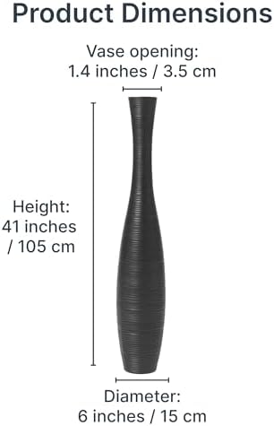Leewadee Large Floor Vase 41 inches Mango Wood for Pampas Grass, Dried Flowers - Image 5