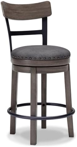 Signature Design by Ashley 1-Piece Swivel Counter Height Bar Stool, Gray by Unknown