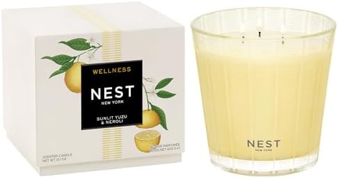 NEST New York Scented 3-Wick Candle, Sunlit Yuzu & Neroli - 21.2 oz - Up to 100-Hour Burn Time - Reusable Glass Vessel by Unknown