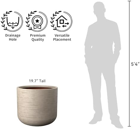 Kante XXLarge Round Capsule Weathered Concrete Planter 21.7" Dia, Outdoor - Image 3