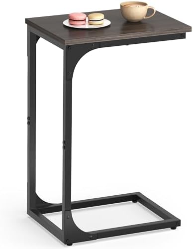 VASAGLE C-Shaped End Table, Small Sofa Side Table with Metal Frame by VASAGLEbySONGMICSHOME