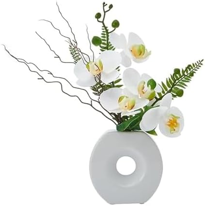 Elements Artificial White Orchid Arrangement in White Ceramic Vase by Elements