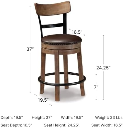 Signature Design by Ashley Pinnadel Counter Height Swivel Bar Stool, Brown - Image 3