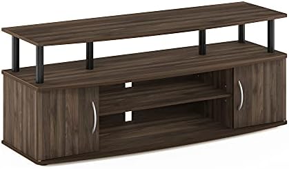 Furinno JAYA Large Entertainment Stand for TV Up to 55 Inch, Columbia Walnut/Black - Image 6