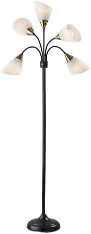 Adesso 5-Light Floor Lamp, Black, Movable Shades, Adjustable, 67” by Adesso