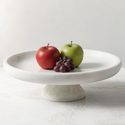 Koville Natural African Marble Fruit Bowl, 11 Inch Decorative Pedestal Bowl, Handmade Stone Centerpiece Bowl for Kitchen Counter, Coffee Table & Dining Table, Modern Home Decor by Koville