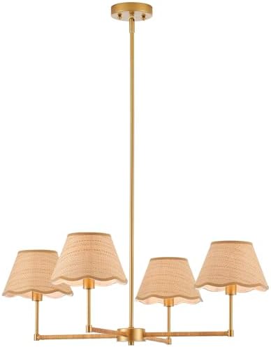 31” Boho Rattan Chandelier 4-Lights Rustic Adjustable Coastal Pendant Light for Kitchen Island Dining Living Room, UL Listed - Image 7