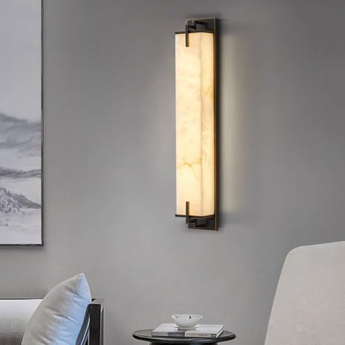 Modern Marble Wall Sconce Natural Alabaster Sconce, 23.6in Black - Image 3