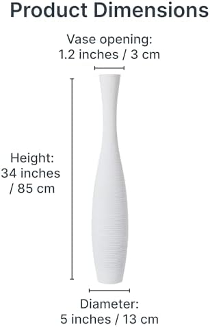 Leewadee Large Floor Vase 34 inches Mango Wood for Pampas Grass, Dried Flowers - Image 3