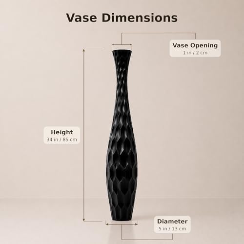 Leewadee Large Floor Vase 34 inches Mango Wood for Pampas Grass, Dried Flowers - Image 5