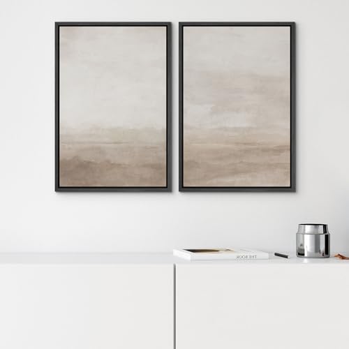 SIGNWIN Framed Canvas Print Wall Art Abstract Wave Pattern Modern Art Minimalist Neutral Decor for Living Room, Bedroom, Office - 16"" x24 x2 Black - Image 4